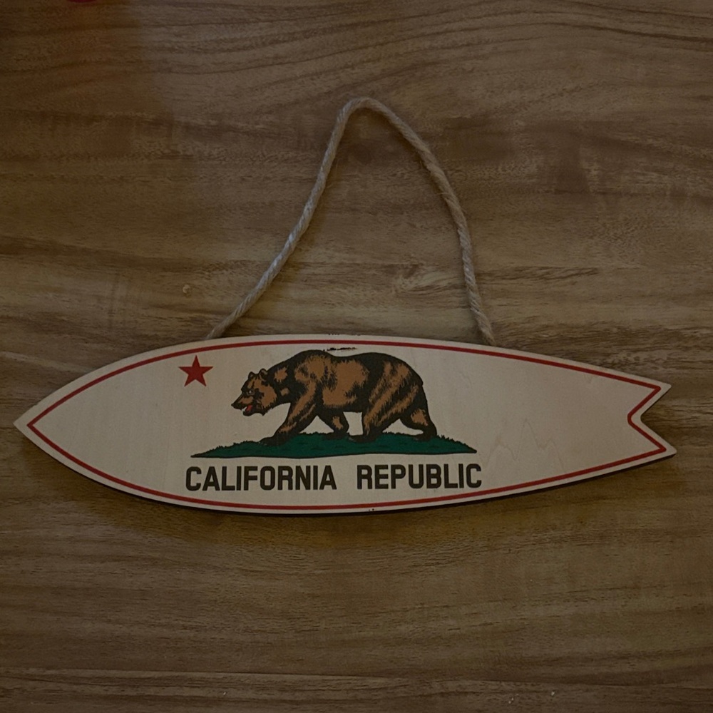 California Republic Surfboard Wall Decor - Cream and Brown